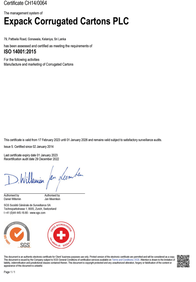 ISO 14001 – 2015 Environment Management System