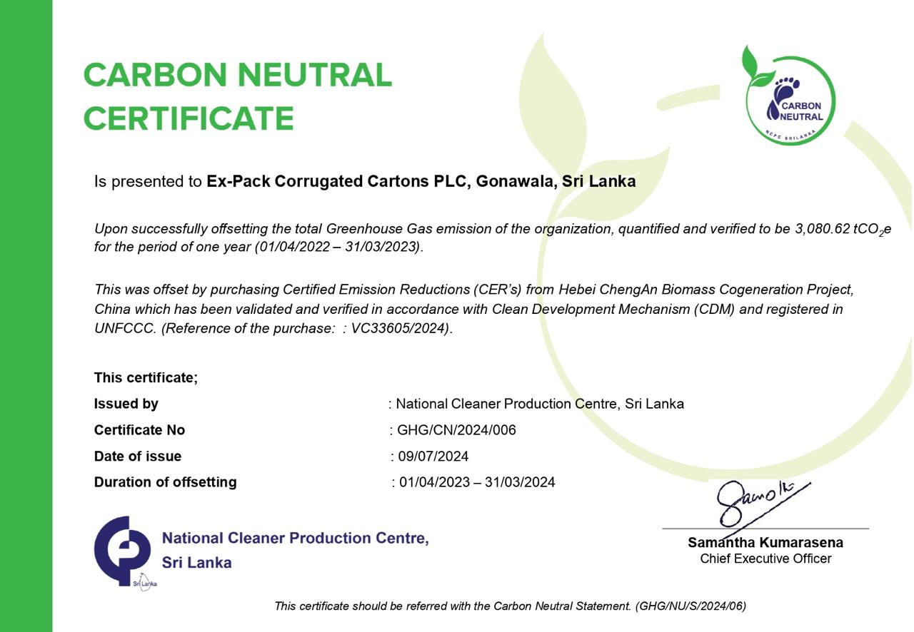 Carbon Neutral Certification 2024