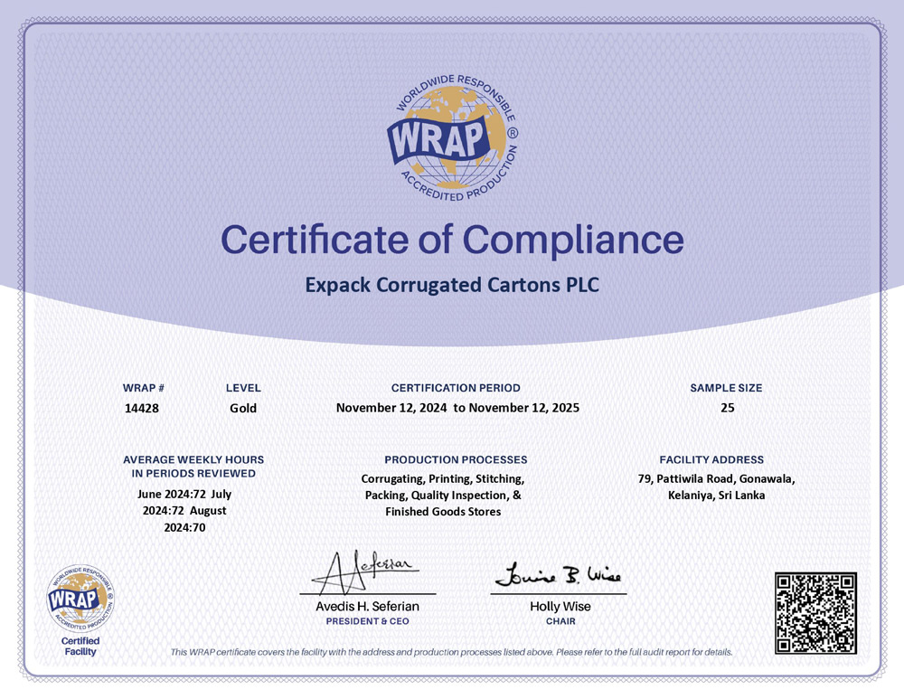 Certificate Worldwide Responsible Accredited Production (WRAP)